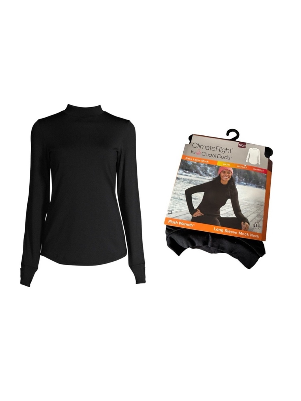 Cuddl Duds ClimateRight Women’s Long Sleeve Mock Neck Top - Black